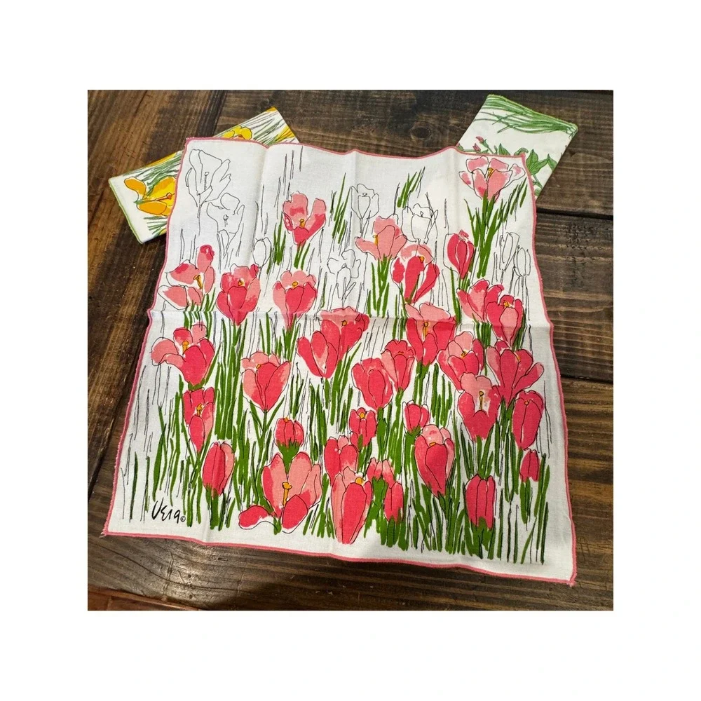 Vera Neumann Napkins Multicolor Vintage Floral Herb Botanical Set of 3